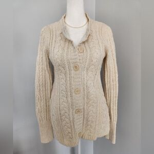 GAP Y2K Cream Cable Knit Cardigan Jacket M